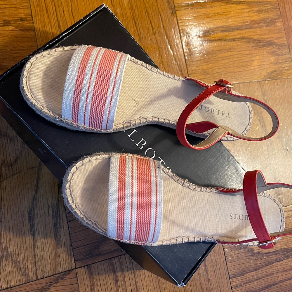 Talbots Ivory/Orange Espadrille Sandals Size 9M